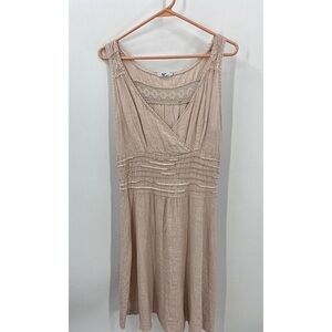 S&F 2005 made Italy 100% linen/cotton trim crossover front fit and flare dress S